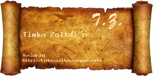 Timko Zoltán névjegykártya
