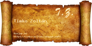 Timko Zoltán névjegykártya